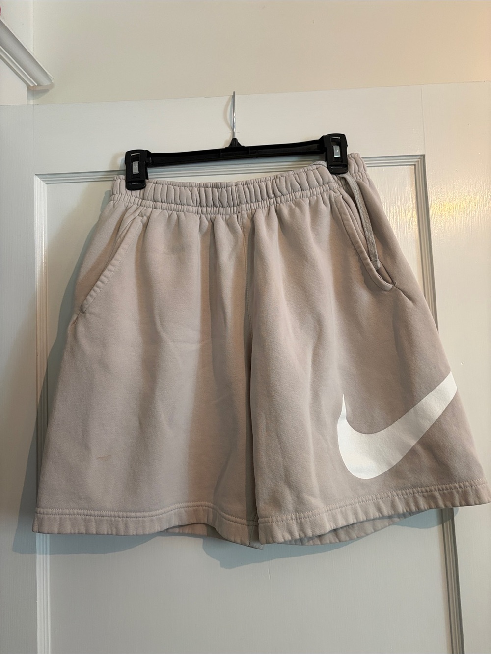 Nike Light Taupe Shorts with White Swoosh